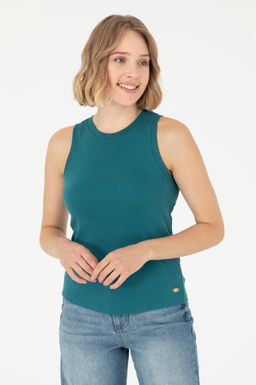 Женская темно-зеленая базовая футболка