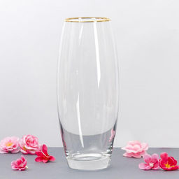 Ваза для цветов FLORA, с золотой отводкой, d=7.5 см, 10×26 см, стекло, прозрачная