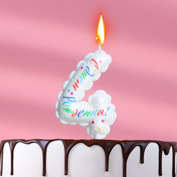 Цена за 2 шт. Свеча в торт «Воздушная», цифра 4, 5.5 см, белая