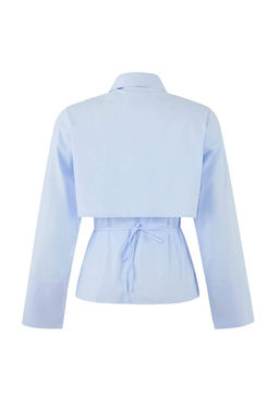 Ac?k Mavi Ikili Parcal? Lycral? Poplin Bedene Oturan Gomlek TWOSS26GO00064