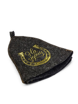 Шапка для бани и сауны На удачу, шерсть 50%, полиэфир 50%, серая