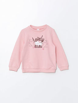 Bisiklet Yaka Bask?l? K?z Bebek Sweatshirt ve E?ofman Alt 2li Tak?m - Waikiki фото 2