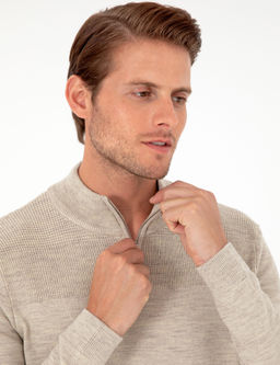 Kum Melanj Slim Fit Fermuarl_ Dik Yaka Triko Kazak - Pierre cardin фото 2