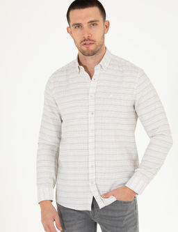 Рубашка Pierre Cardin Slim Fit с длинным рукавом хаки