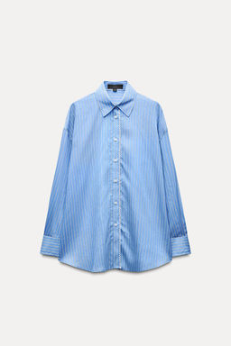 OVERSIZE STRIPED POPLIN SHIRT - Zara фото 7