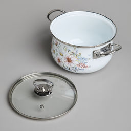 НАБОР КАСТРЮЛЬ AGNESS ЭМАЛИРОВАННЫХ СЕРИЯ ДВОРЦОВЫЙ ПАРК 4ПР. 2,0Л И 2,8Л, 18Х11СМ, 20Х12СМ  фото 3