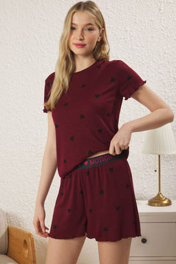 Trendyolmilla Gri Melanj Kalpli Slogan Bask?l? Lastikli Fitilli Sortlu Orme Pijama Tak?m? THMSS24PT00220  фото 36