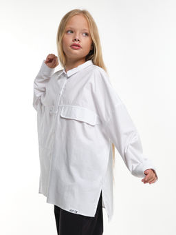Рубашка для девочки подросткам школьная форма оверсайз UD 7953 белый - Mini maxi фото 21