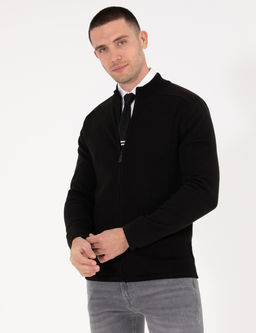 Siyah Slim Fit Fermuarl_ Triko H_rka