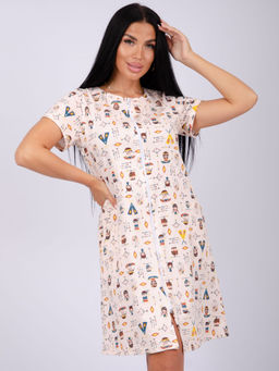 Халат Красотка 2 индейцы, трикотаж - Малина фото 3