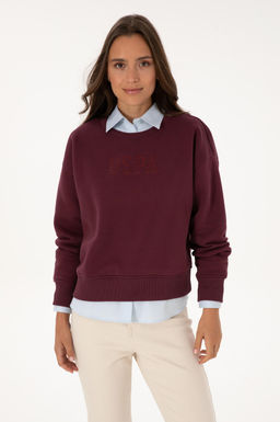Kad_n Bordo Basic Sweatshirt Sepette S_rpriz _ndirim