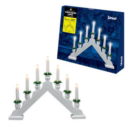 UDL-L7301-007/SWA/WW WHITE BRIDGE Фигура Новогодняя горка, 39,5х30,5см. 7 миниламп накаливания. Теплый белый свет. Корпус белый. Материал дерево. TM Uniel