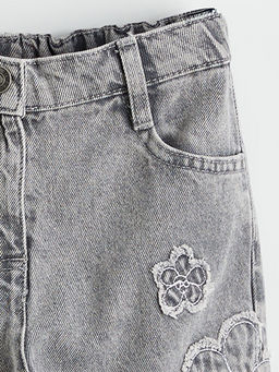 Regular Fit Nak??l? K?z ?ocuk Jean Pantolon