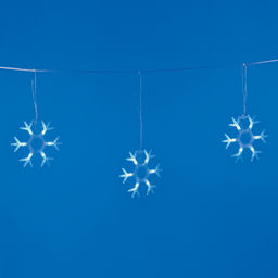 ULD-E1503-036/DTA BLUE IP20 SNOWFLAKES-1 Занавес светодиодный фигурный Снежинки-1, 1,5х0,3м. 6 подвесов. 36 светодиодов. Синий свет. Провод прозрачный. TM Uniel.