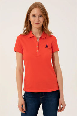 Женская красная футболка с воротником поло Basic - U.s. polo assn фото 8