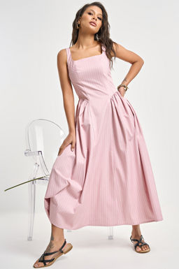 Сарафан хлопковый в полоску голубой - Fly фото 9