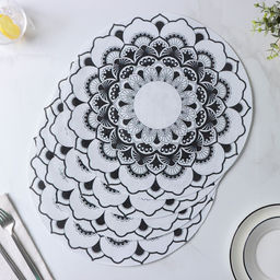 Набор салфеток сервировочных Доляна Мандалы, 4 шт, d=38 см, цвет белый  фото 3
