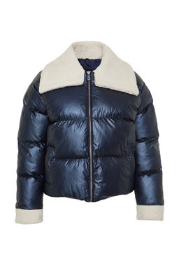 TRENDYOLMILLA Lacivert Yakas? Pelus ve Kemer Detayl? Parlak Su Itici Sisme Mont TWOAW25MO00062  фото 6