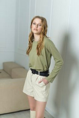 ЭКОКОЖА!!! Шорты Мэйк (молочный) - Nadi bordo фото 8