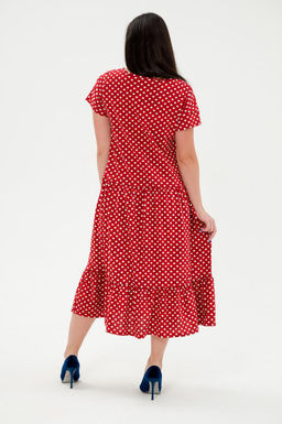 Платье женское из кулирки Кармелита горошек красный - Амадэль фото 12