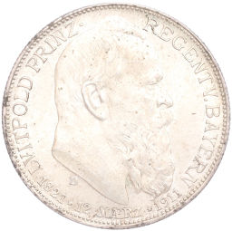 2 марки 1911 года D Германия (Бавария) 90 лет со дня рождения Луитпольда Баварского