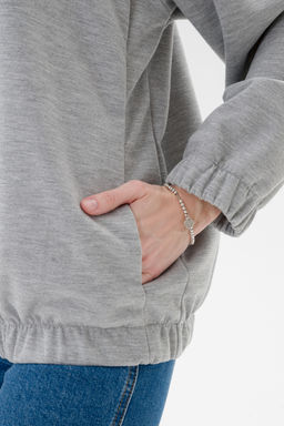 Бомбер из коттон фита серый меланж макси - Амадэль фото 15