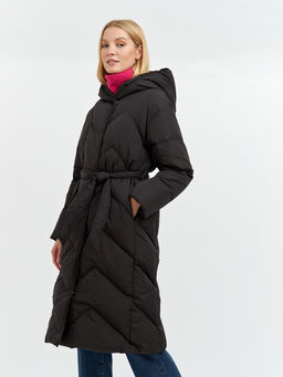 Пуховик женский черный длины миди - Glenfield фото 5