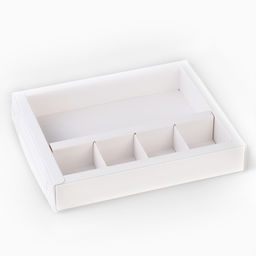 Цена за 5 шт. Коробка под 4 конфеты и шоколад с ячейками «Белая» 18.8 х 15.7 х 3 см