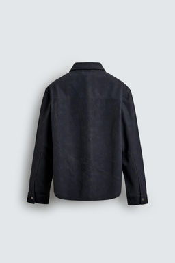 RELAXED FIT LEATHER EFFECT OVERSHIRT