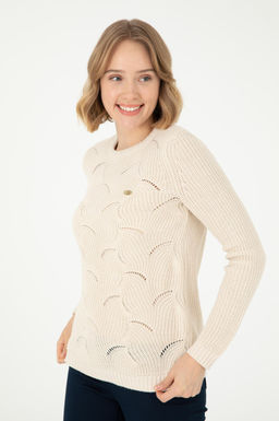 Женский кремовый меланжевый свитер Неожиданная скидка в корзине - U.s. polo assn фото 3