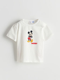 Mickey Mouse Bask?l? Erkek Bebek Ti??rt ve ?ort 2li