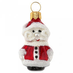 Елочная игрушка фигурка стеклянная Санта мини h6см, ручная художественная роспись, подарочная упаковка (Россия)