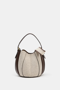 TOPSTITCH FABRIC BUCKET BAG