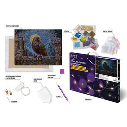 Кристальная (алмазная) мозаика ФРЕЯ ALDD-291 на подрамнике Ворон (со светодиодами) 50 х 40 см