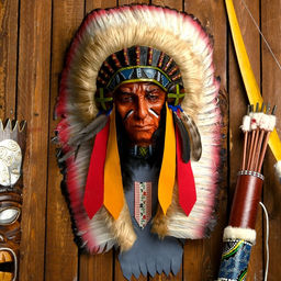 Панно «Индеец Котори», 40×15×60 см, МИКС