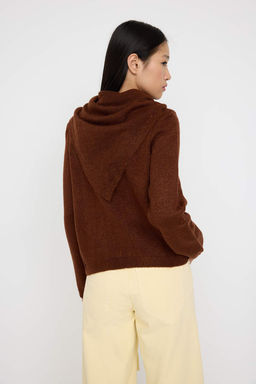 Teen Kahverengi Yumusak Dokulu Genis Kal?p Ekstra Sall? Triko H?rka TWOAW26HI00135