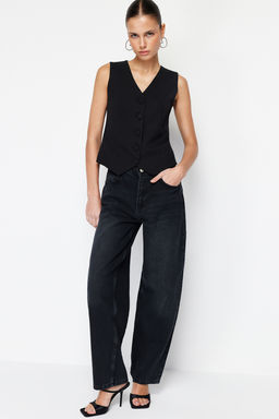 TRENDYOLMILLA Siyah Dusuk Bel Skater Jeans TWOSS24JE00038