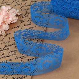 Кружево капроновое, 35 мм, 10±1 м, цвет синий