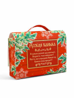 Набор для бани с принтом С новым годом!, 5 предметов: шапка, рукавица, тапочки, коврик, войлок, красный, Банная забава  фото 16