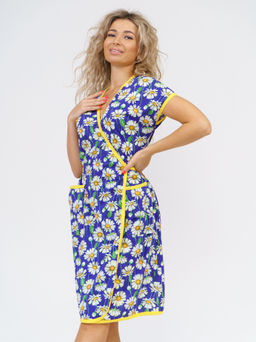 674 Халат "Ромашки/синий"