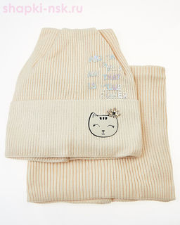 02-54-M Комплект для девочки (колпак+снуд) (48-50)