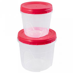 Банка для сыпучих продуктов пластмассовая набор 2шт: 0,5л - д10см, h10см, 1л - д12,5см, h12см, закручивающаяся крышка (Россия) - Домашняя Мода фото 2