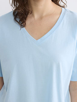 V Yaka Desenli Kad?n Kaprili Pijama Tak?m?