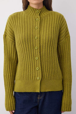 Wardrobe Essentials Yag Yesili Genis Kal?p Fitilli Yumusak Dokulu Triko H?rka | TWOAW26HI00091