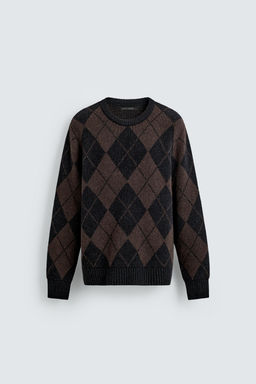 WOOL BLEND ARGYLE JACQUARD JUMPER