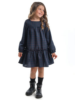 Платье для девочки клетка нарядная детская одежда малышам UD 7871 синяя клетка - Mini maxi фото 4