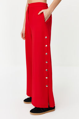 TRENDYOLMILLA Siyah Wide Leg/Genis Paca Yanlar? Dugmeli Dokuma Kumas Pantolon TWOSS20PL0398  фото 4