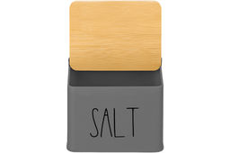 Емкость для хранения 1,5 л 14*11*11 см SALT с деревянной крышкой, темно-серая - Elan gallery фото 5