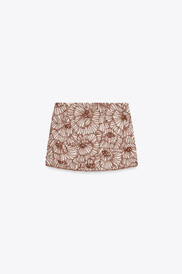 ZW COLLECTION FLORAL EMBROIDERY MINI SKIRT - Zara фото 7