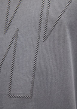 M Logo Bask?l? Gri Tisort - Mavi фото 7